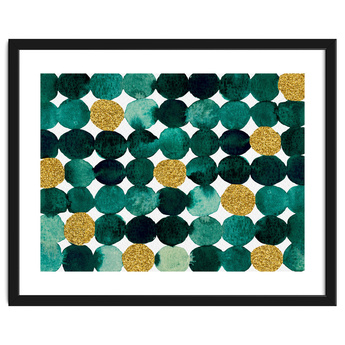 Dots pattern - emerald green and gold