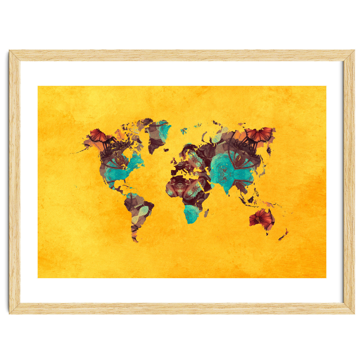 world map yellow art