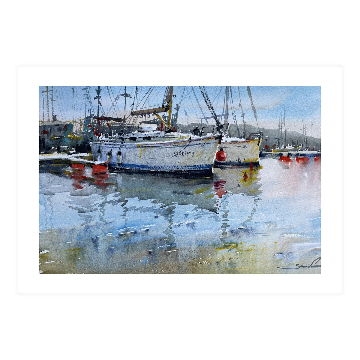 Yachts watercolor (Print Only)