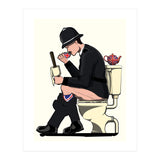 British Policeman on the Toilet, funny bathroom humour (Print Only) thumbnail