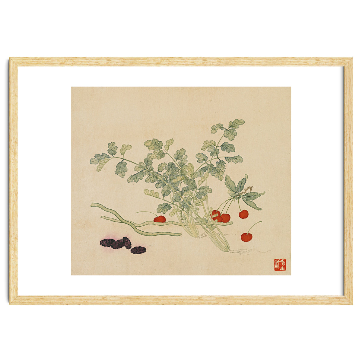 Wang Chengyu~flowers And Vegetables, Vegetables, Fruits, Beans, Red Beans, Cherries, Celery