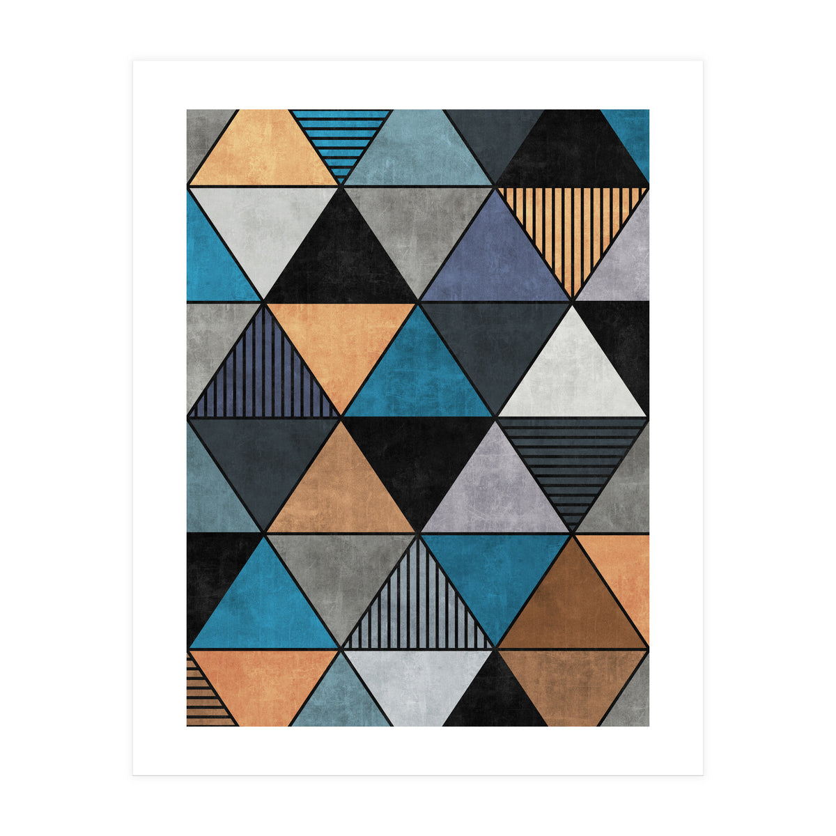 Colorful Concrete Triangles 2 - Blue, Grey, Brown (Print Only)
