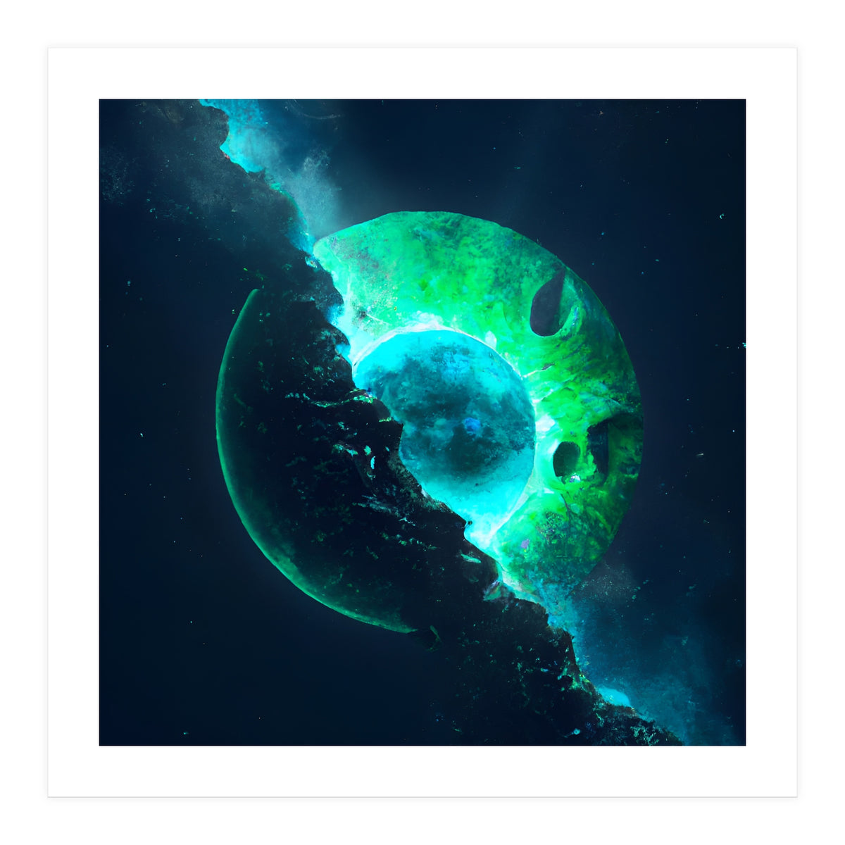Emerald Lunar Core Cracking Open (Print Only)