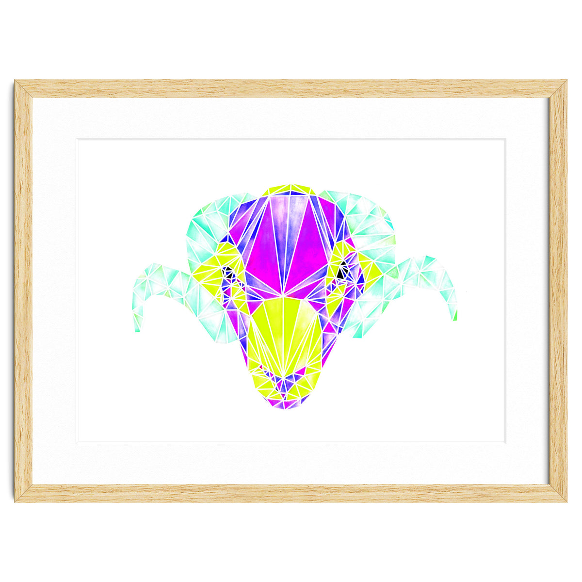 Colourful Geometric Swaledale Sheep Tup with White Lines