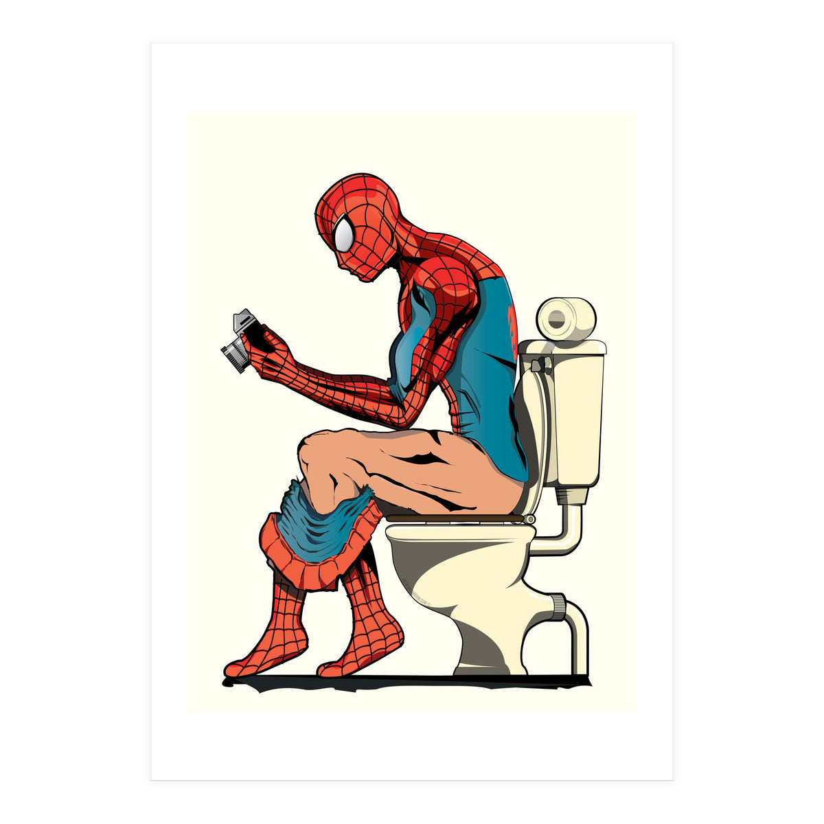 Spider-man on the Toilet, funny bathroom humour (Print Only)