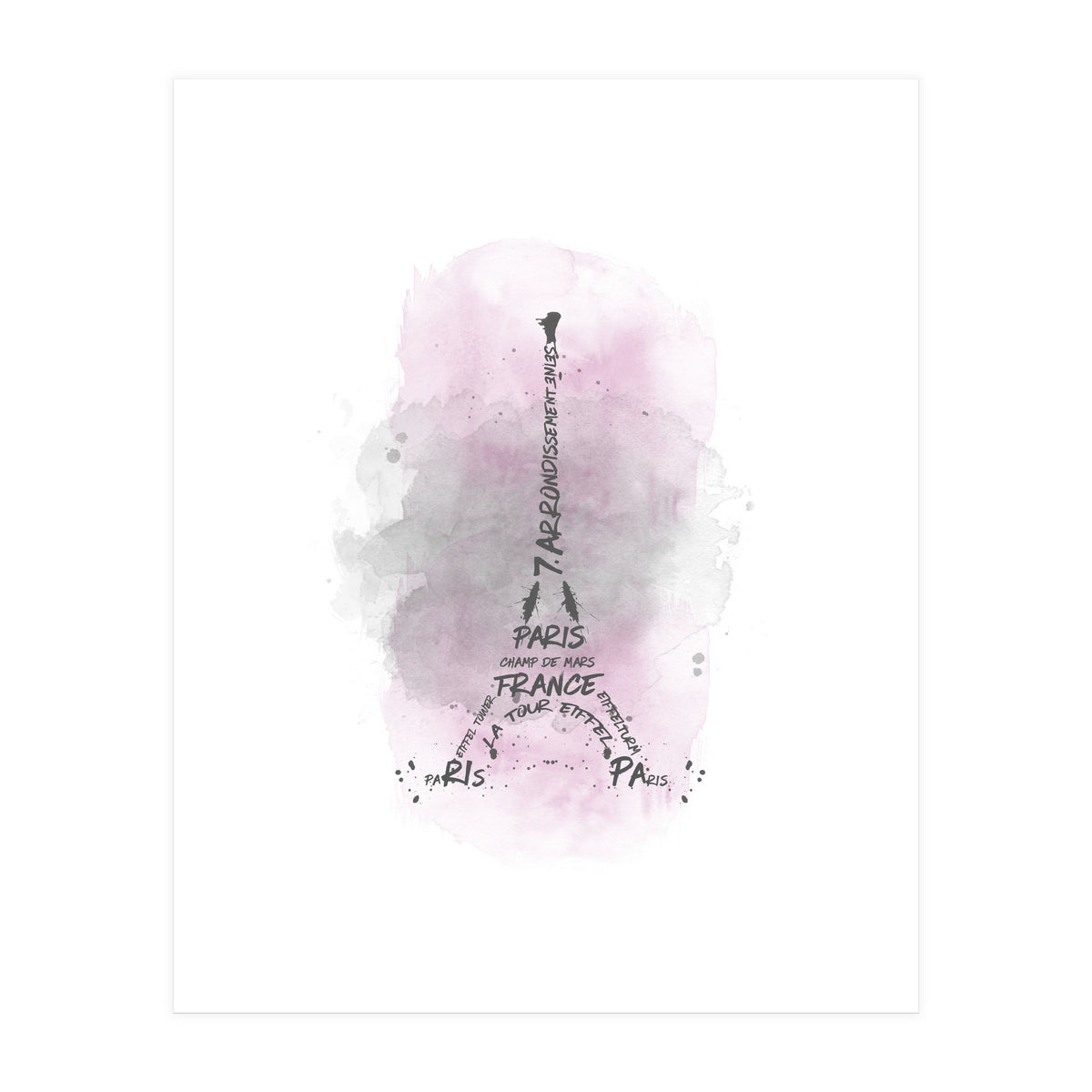 Watercolor Art Eiffel Tower | pink (Print Only)