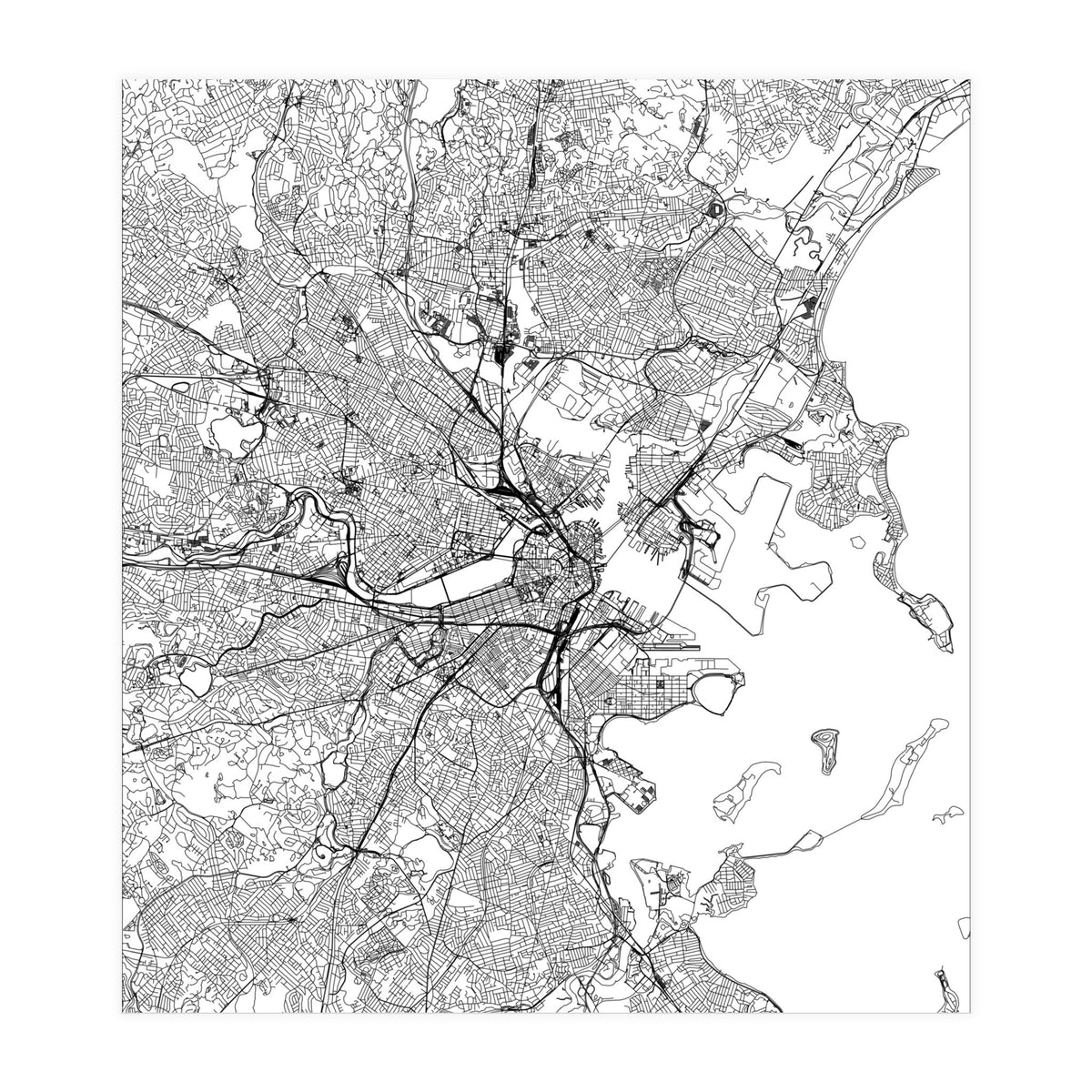 Boston White Map (Print Only)
