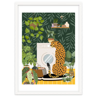 Cheetah in Tropical Laundry Room