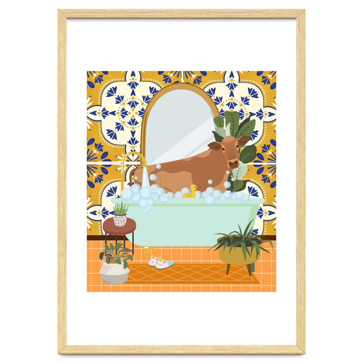 Cow Bathing in Moroccan Style Bathroom