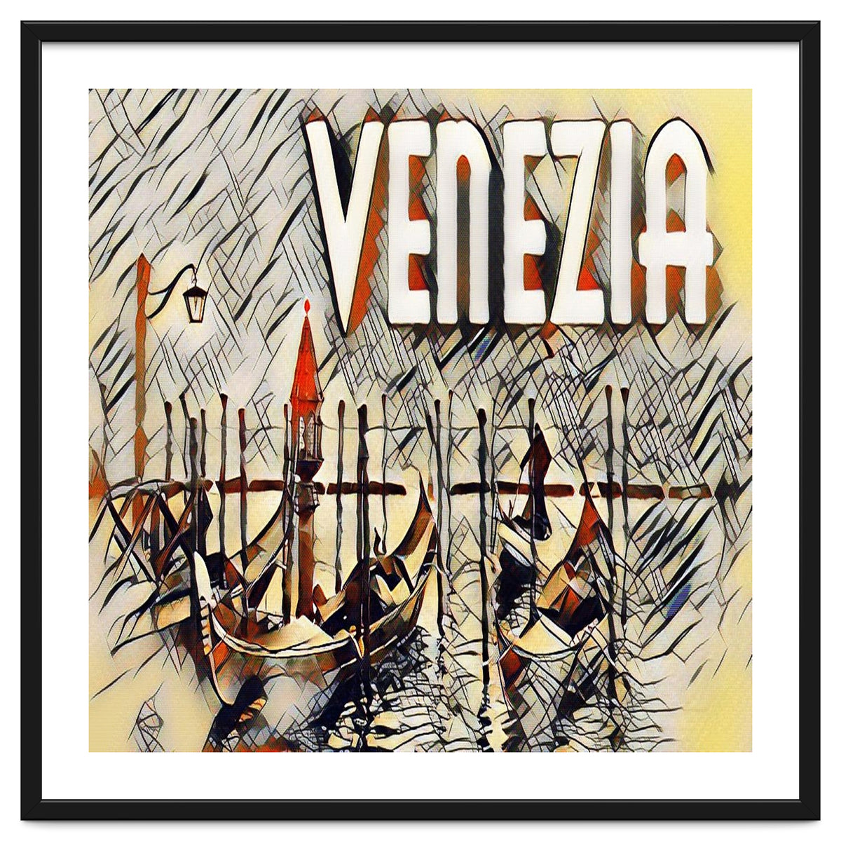 Venezia Vintage Art Gondolas sketch