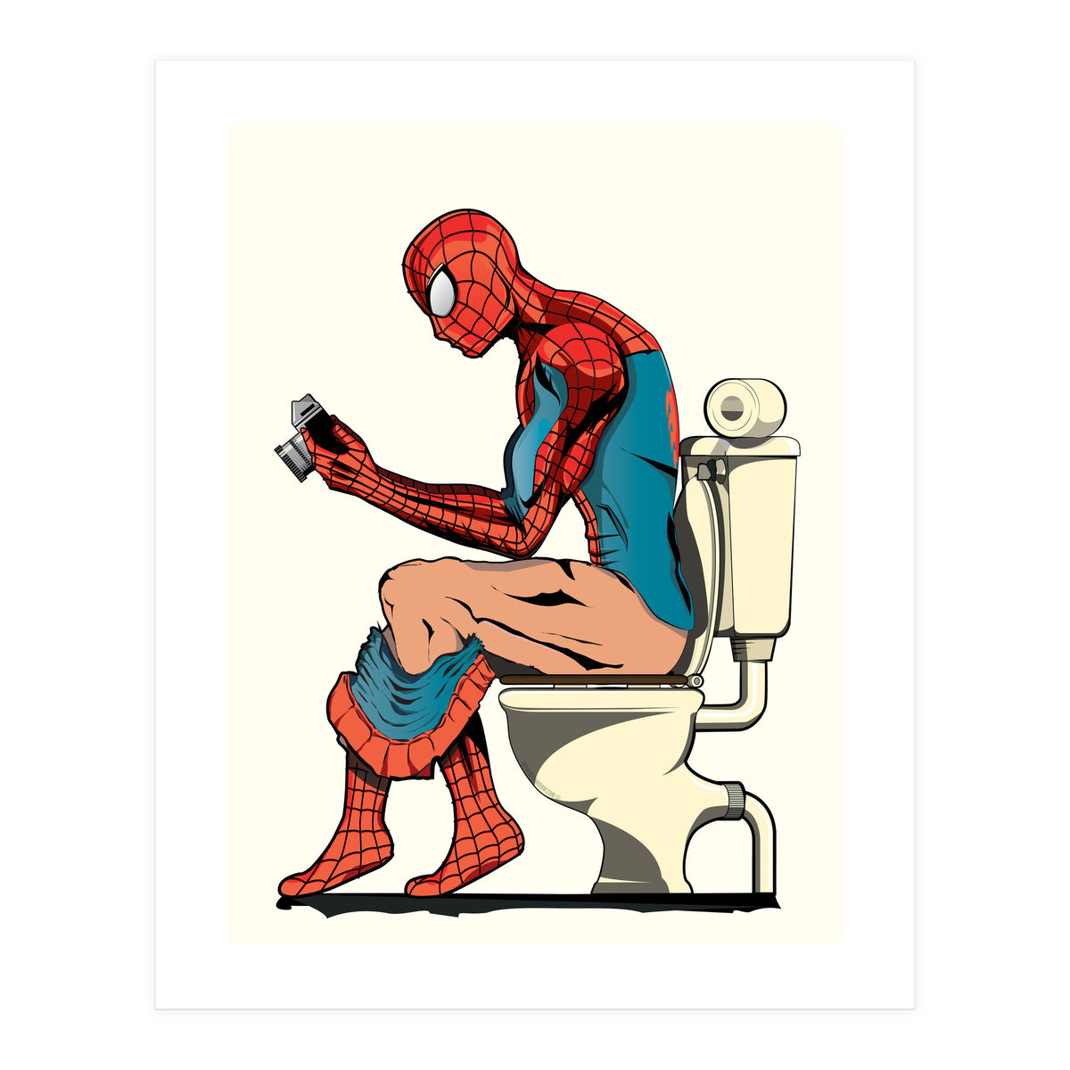 Spider-man on the Toilet, funny bathroom humour (Print Only)