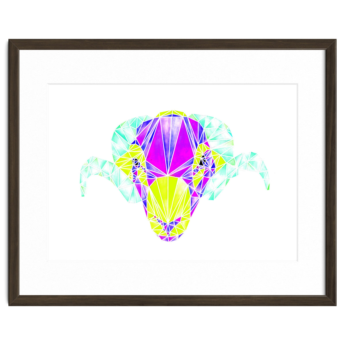 Colourful Geometric Swaledale Sheep Tup with White Lines