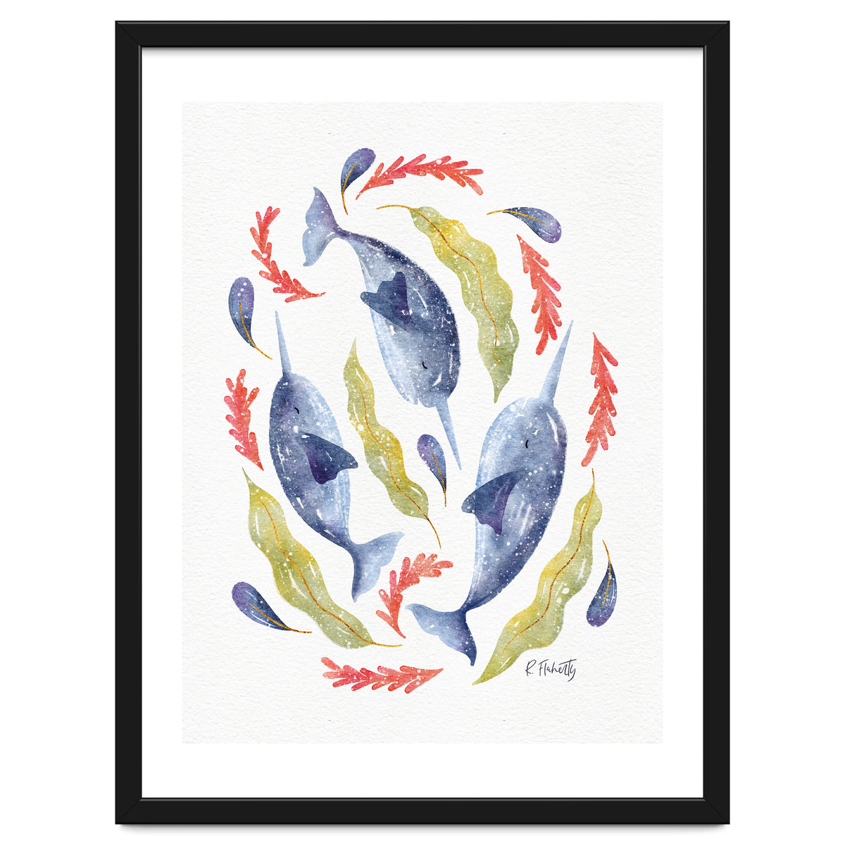 Swirling Narwhals | Blue