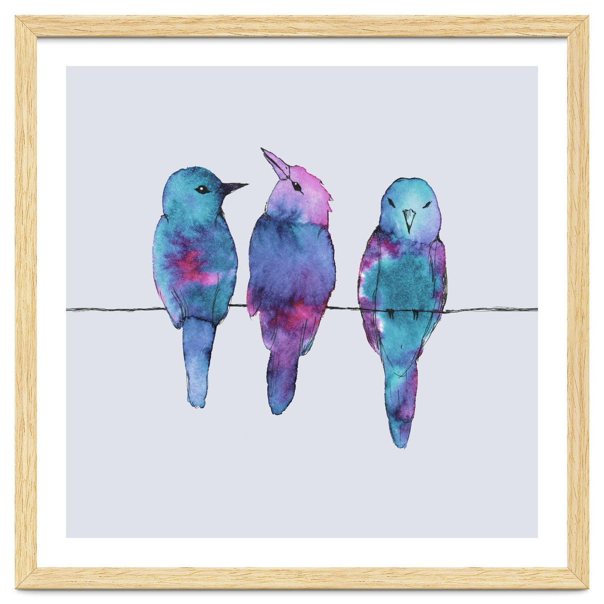 Three birds on a wire