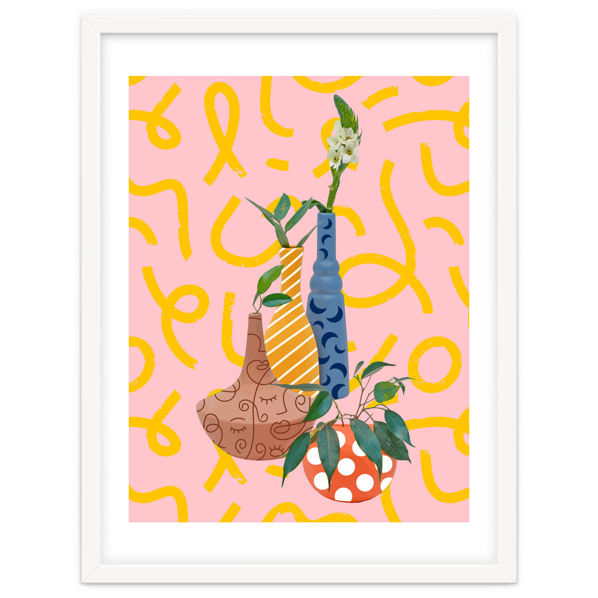 Modern Botanicals, Abstract Plant Pots, Quirky Nature Bohemian, Contemporary Decor