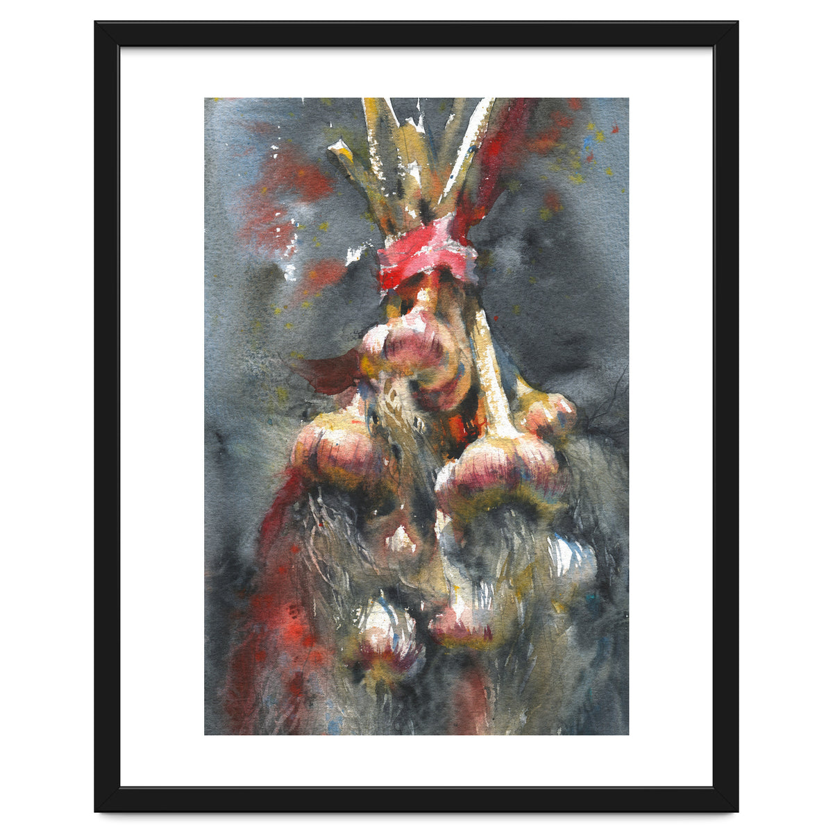 Garlic. Still-life  watercolor painting