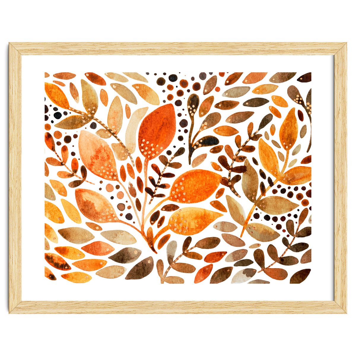 Watercolor modern foliage - autumn palette