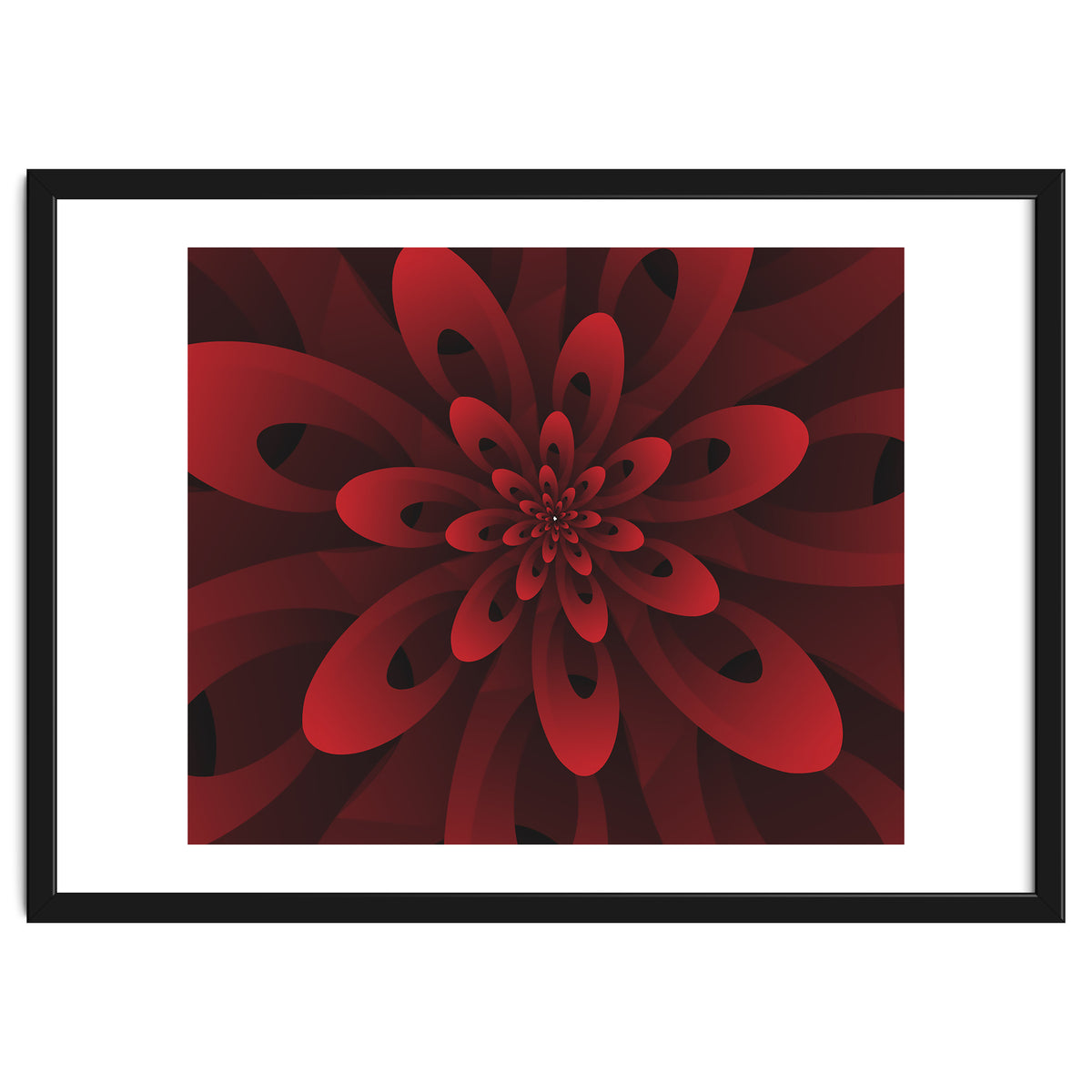 Abstract Digital Modern Red Floral 3D ART