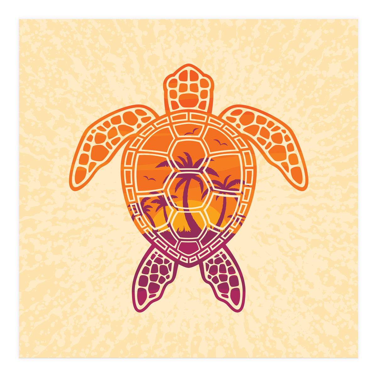 Tropical Sunset Sea Turtle Design (Print Only)