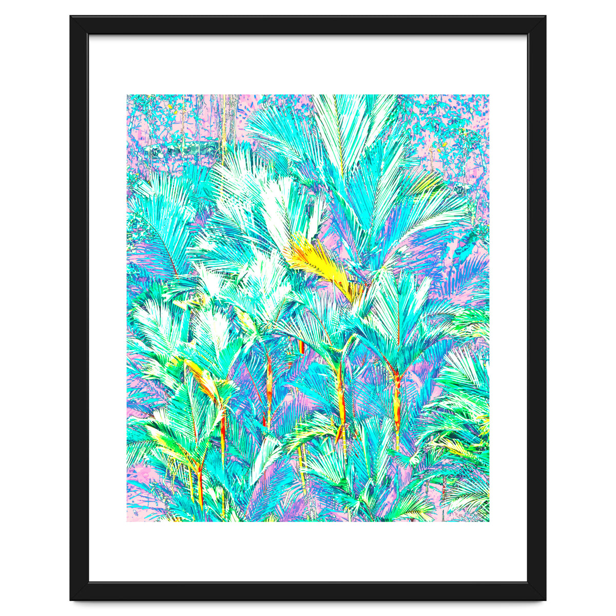 Palm Garden, Tropical Nature Jungle Botanical Painting, Bohemian Intricate Pastel Forest