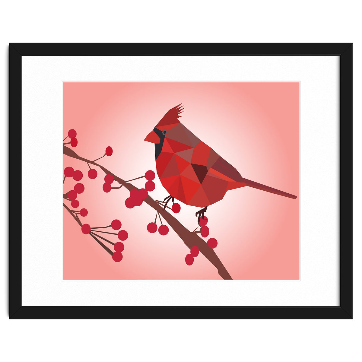 Northern Cardinal Bird Low Poly Art