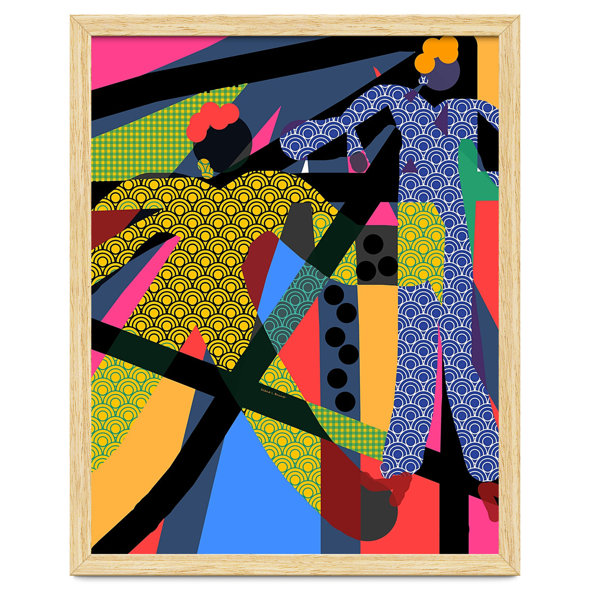 LADIES WEARING YELLOW AND BLUE PATTERNS