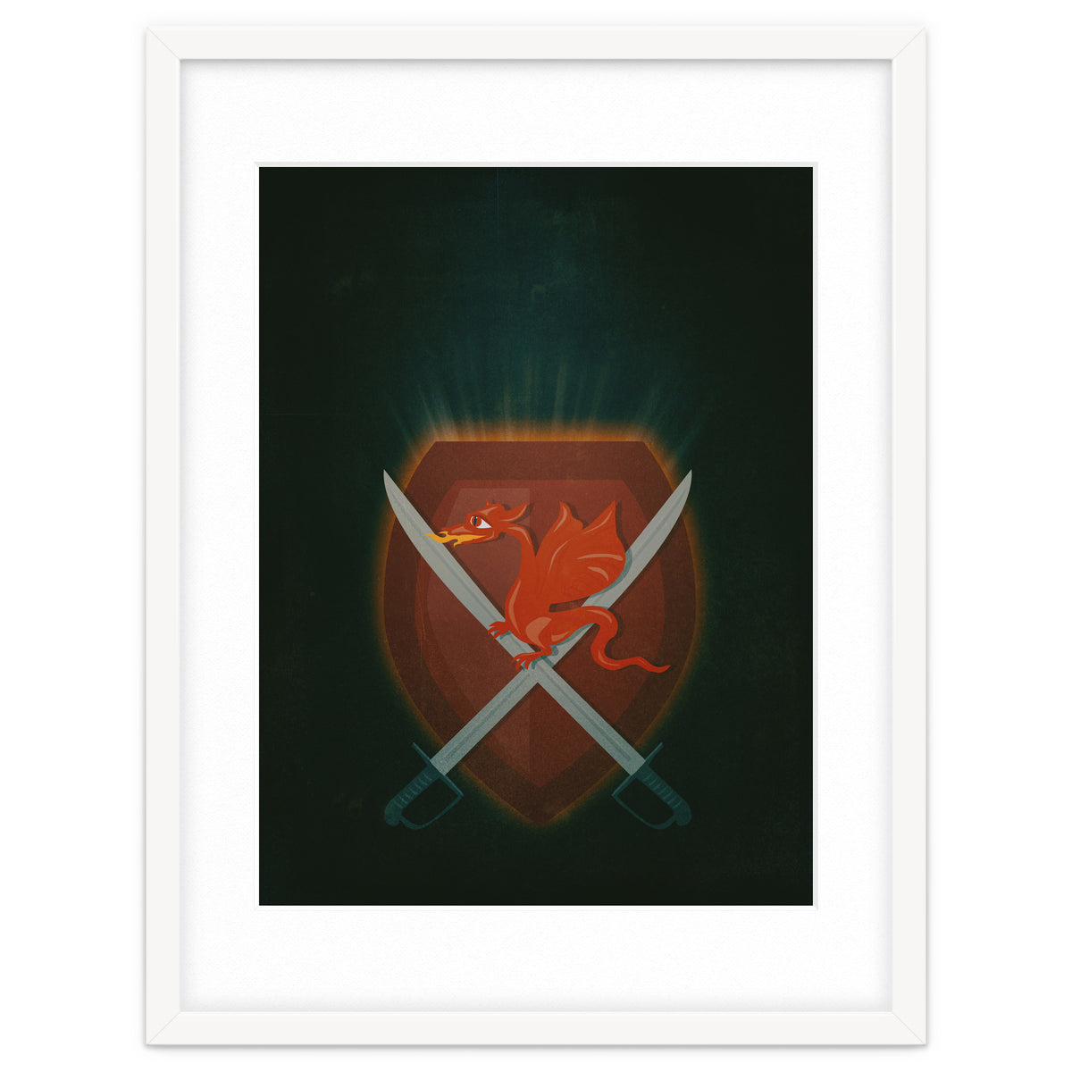 Heraldic dragon and cutlasses