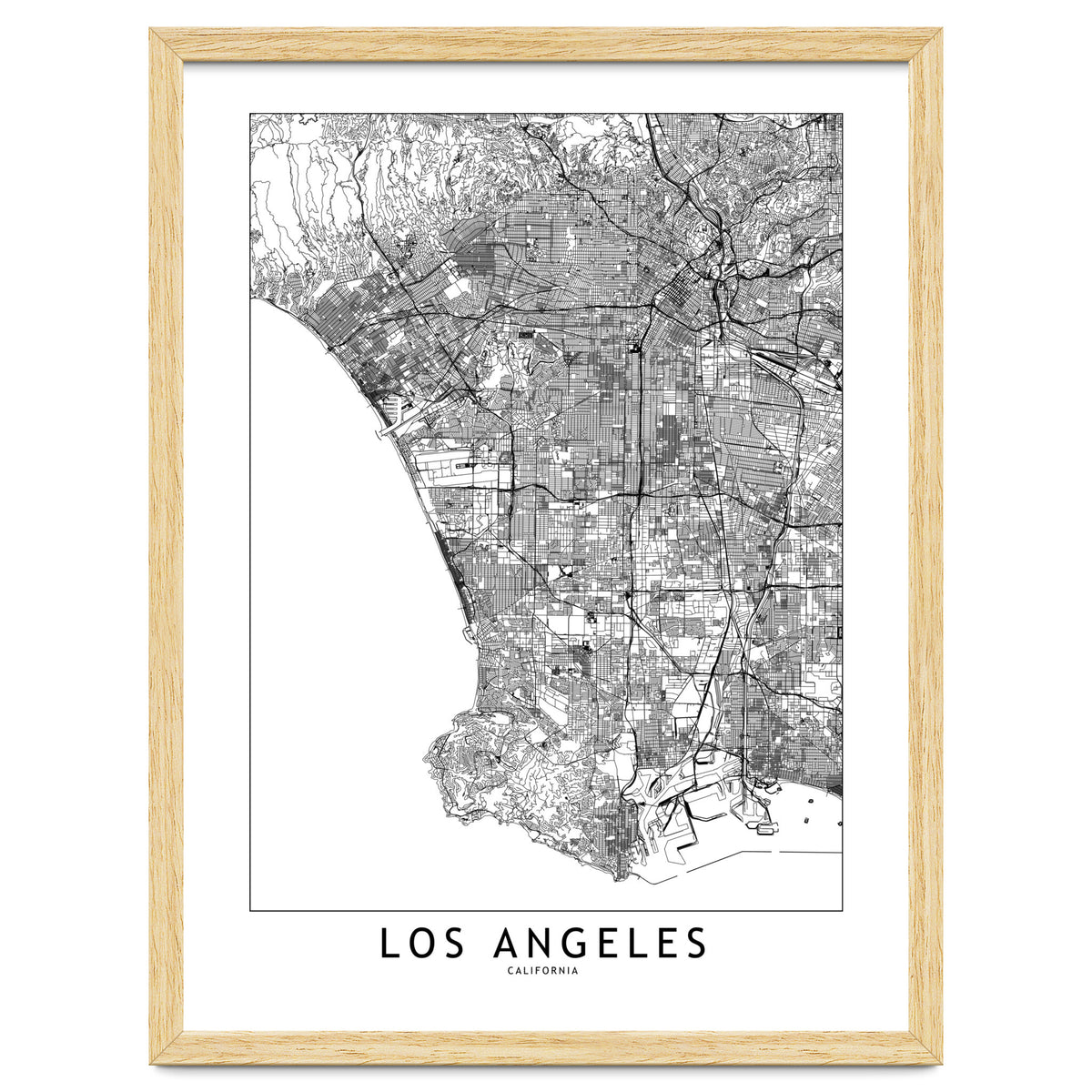 Los Angeles White Map