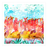 Save The Tropics Series Flamingo Flock Watercolor Painting (Print Only) thumbnail