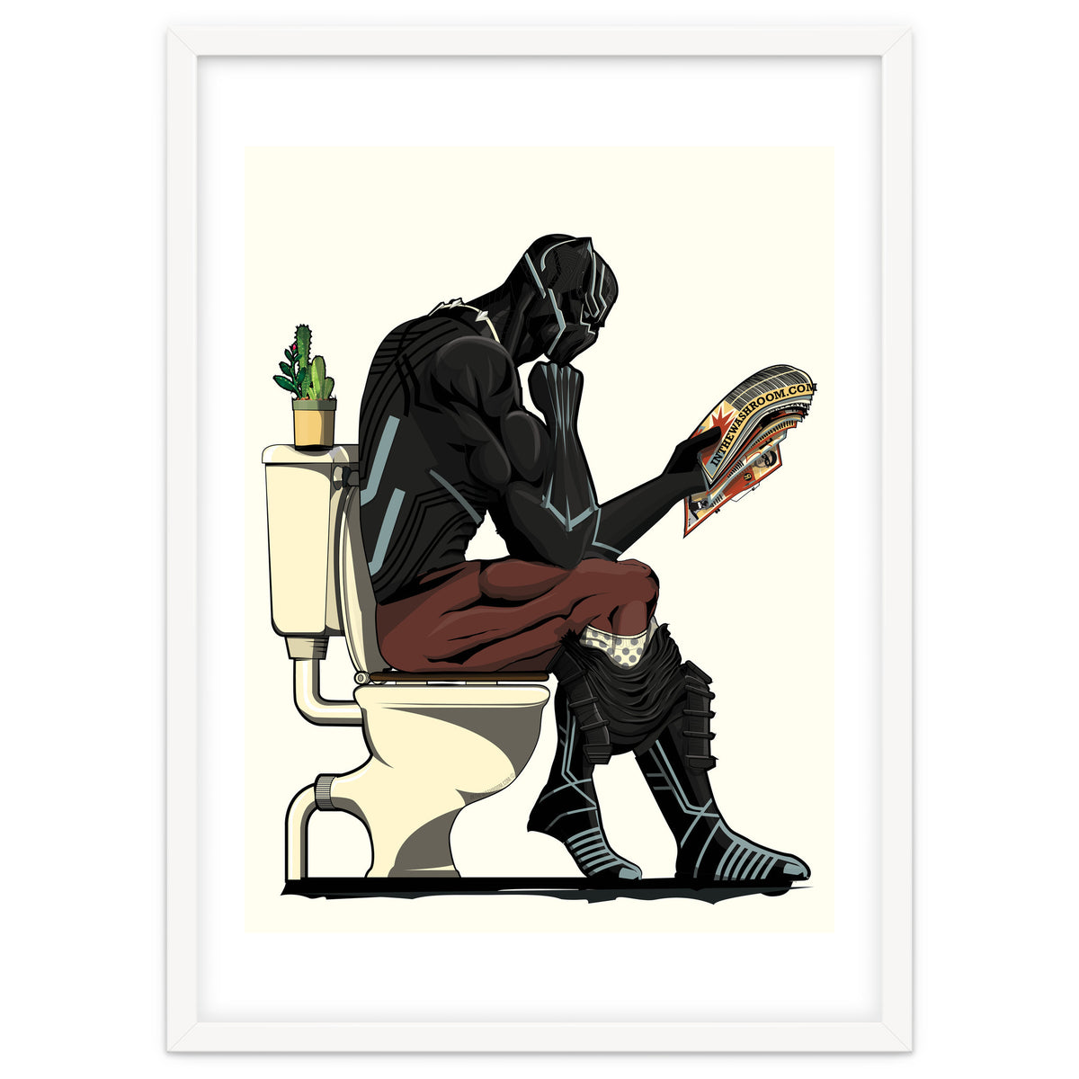 Black Panther on the Toilet, funny bathroom humour
