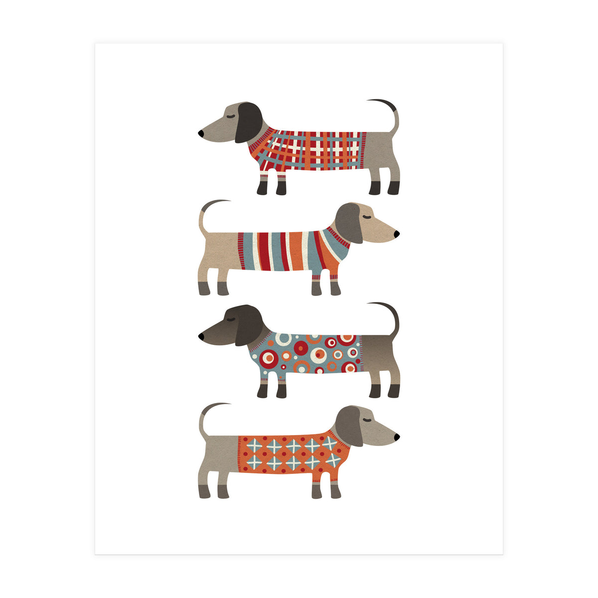 Sausage Dogs In Sweaters (Print Only)