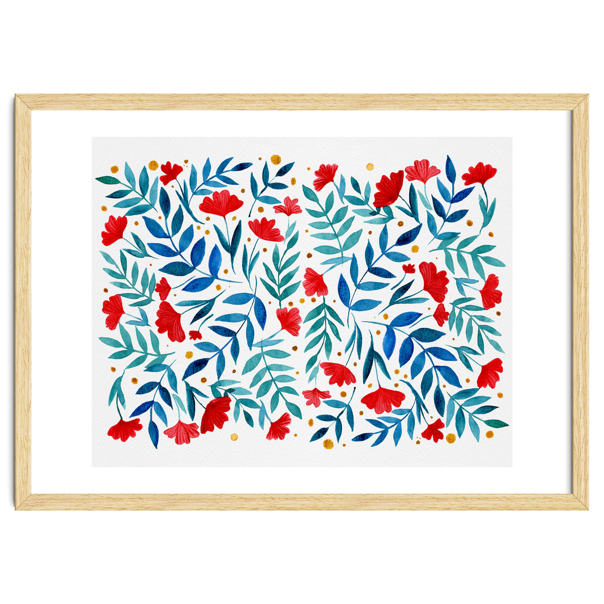 Magical garden - red and turquoise