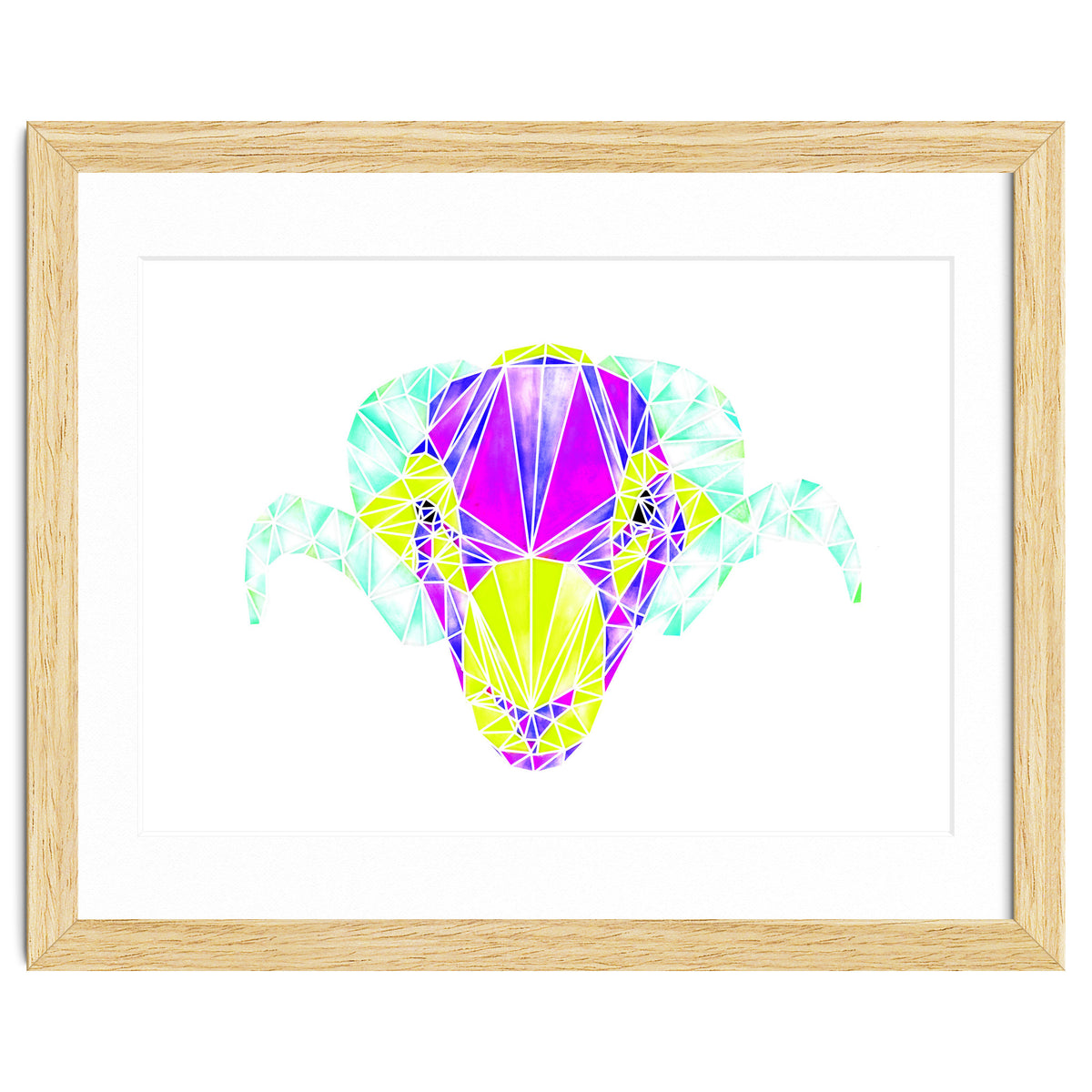 Colourful Geometric Swaledale Sheep Tup with White Lines