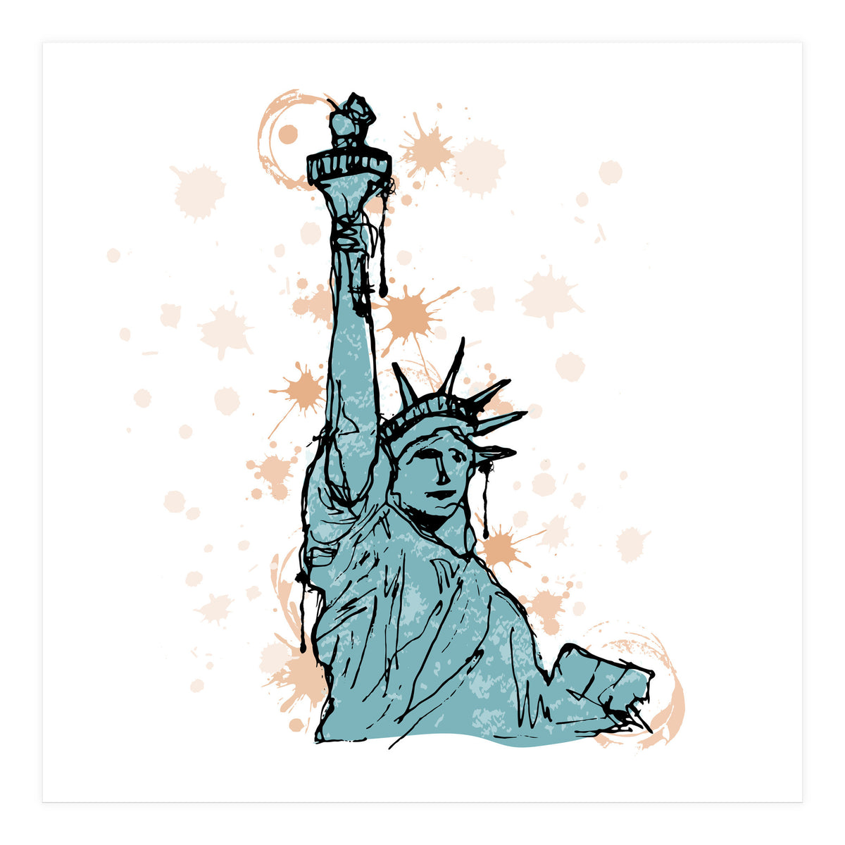 Close view of the Statue of Liberty Sketch (Print Only)
