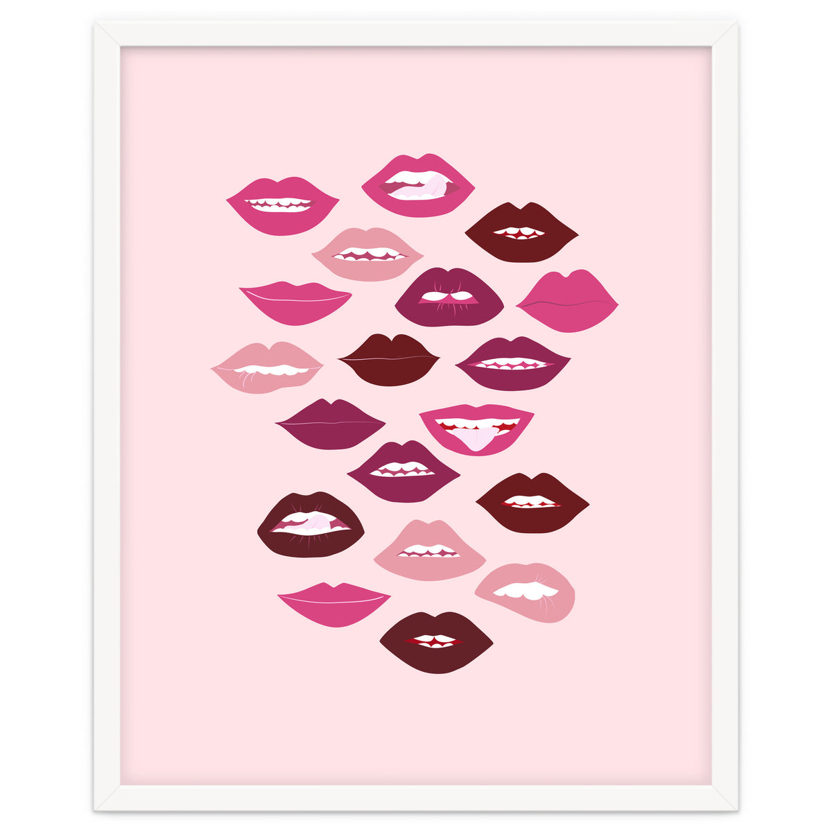 Lips Dark on Pink Background