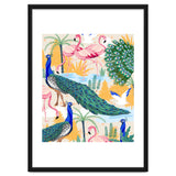Utopia, Tropical Wildlife Animals, Flamingo Peacock Seagull Vintage Botanical Palm thumbnail