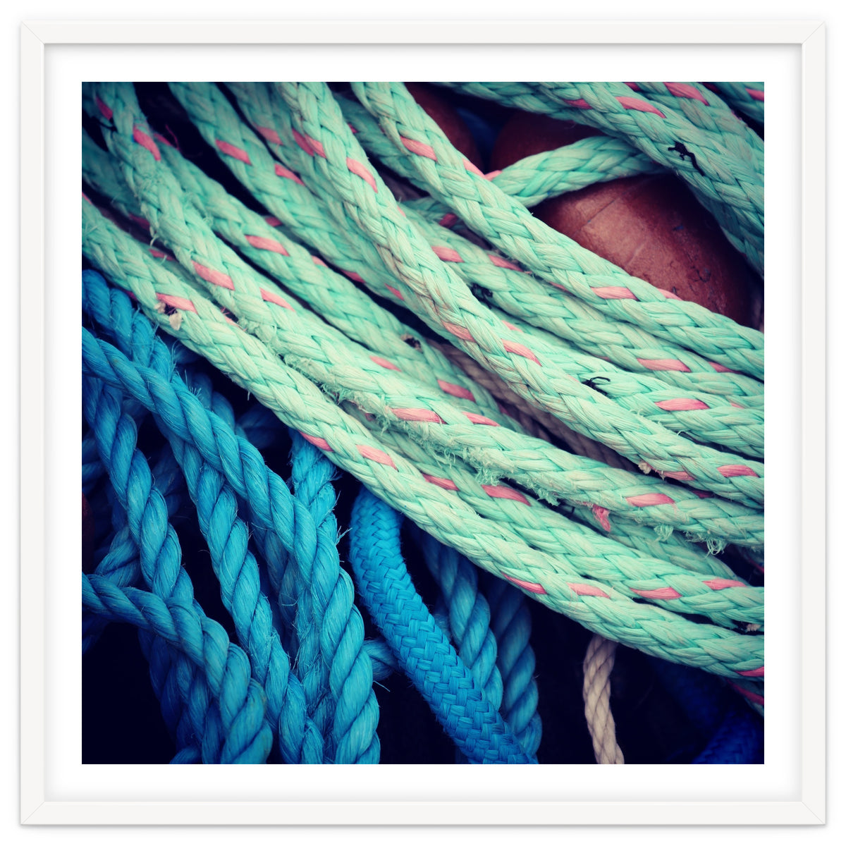fishing ropes: blue and green