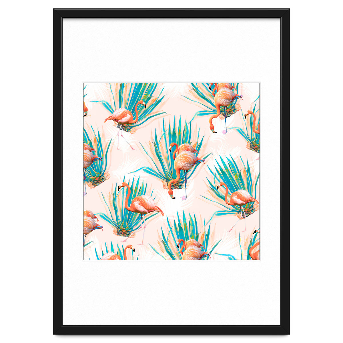 Anaglyph Flamingos with cactus