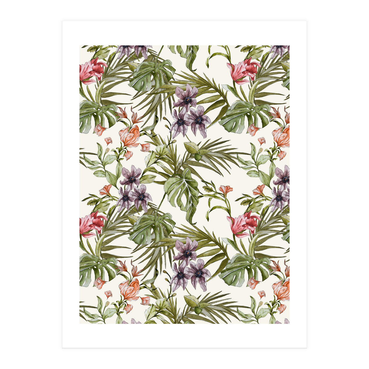 Watercolor tropical foliage (Print Only)