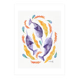 Swirling Narwhals | Purple (Print Only) thumbnail