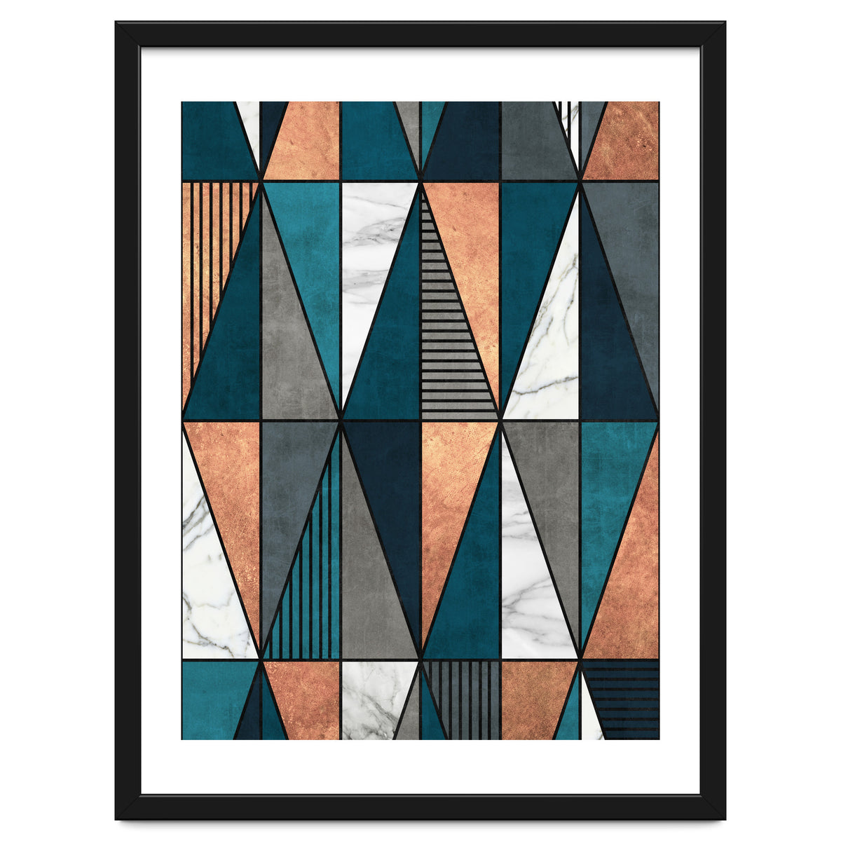 Copper, Marble and Concrete Triangles with Blue