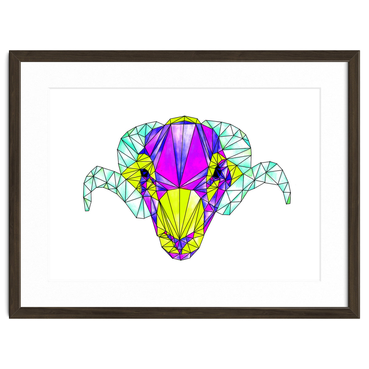 Colourful Geometric Swaledale Sheep Tup with Black Lines