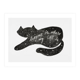 Watercolor galaxy cat - black and white (Print Only) thumbnail