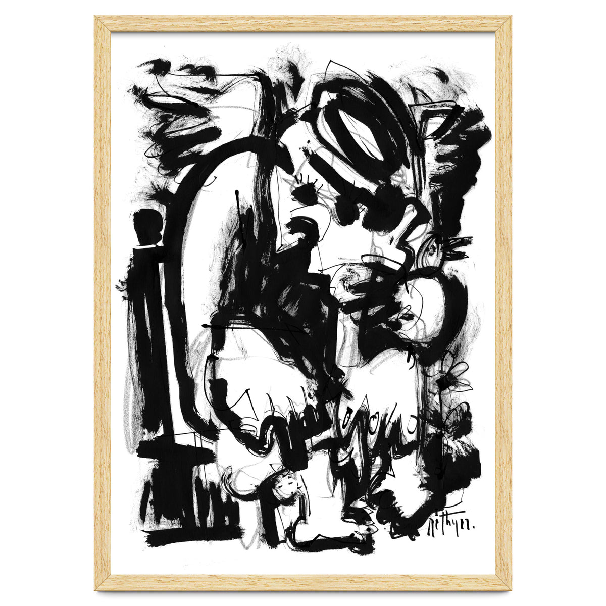 Saint With Bird - b&w