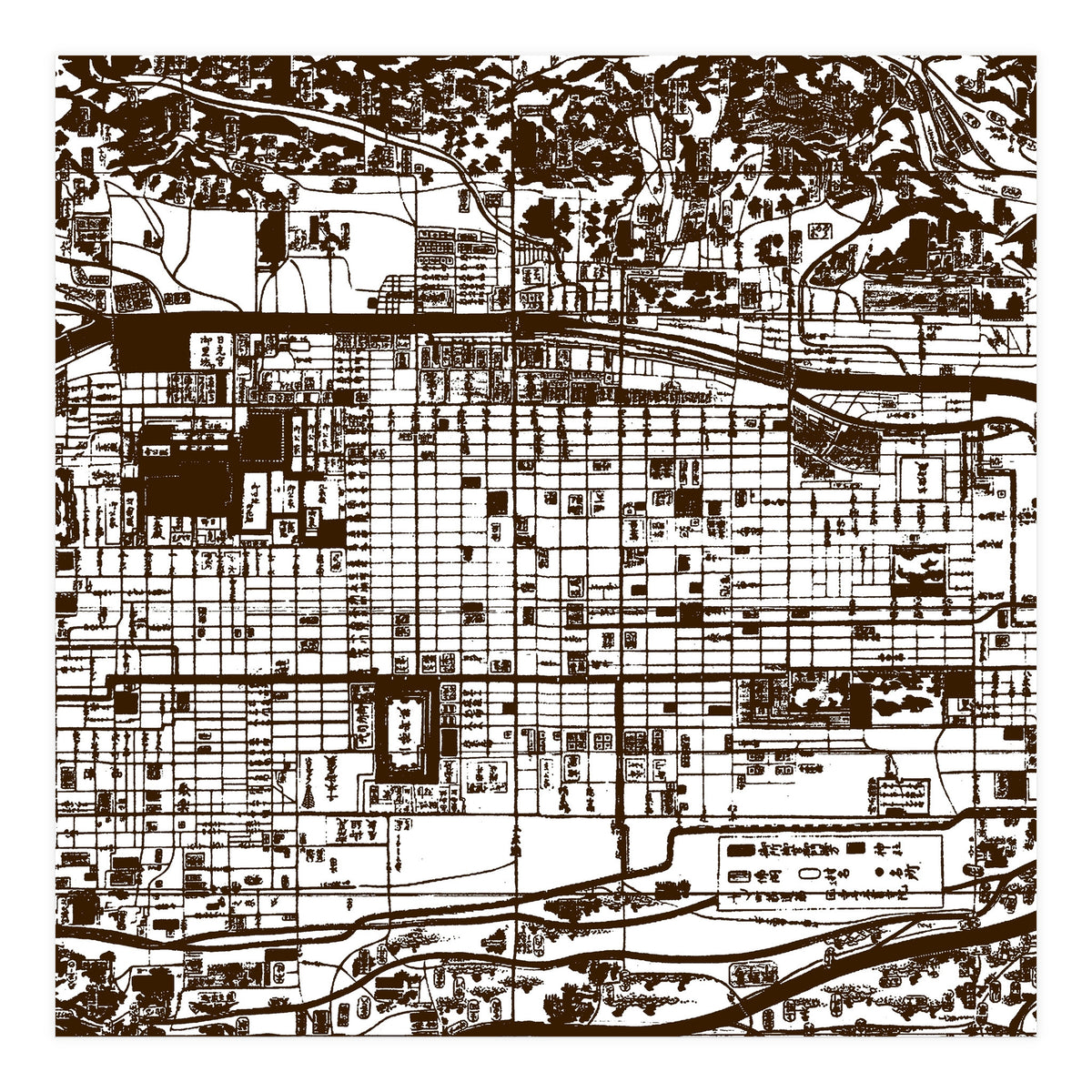 Antique Oriental Town Map  (Print Only)