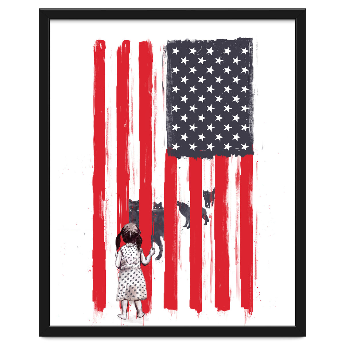 Little Girl And Wolves