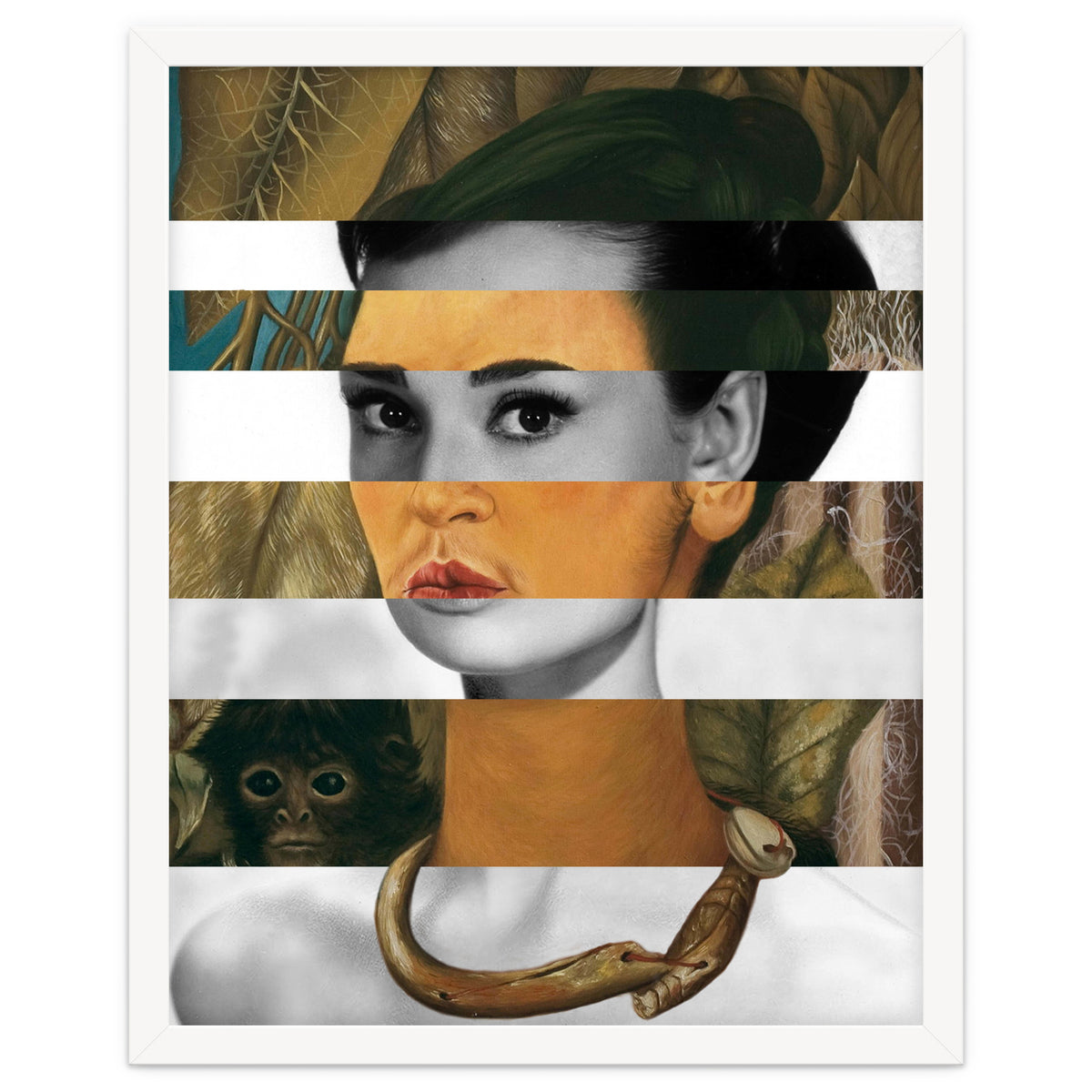 Frida Kahlo's Self Portrait with Monkey & Audrey Hepburn