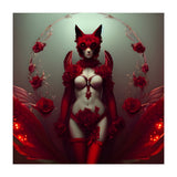 Red Floral Fox Vixen in Lingerie with Roses (Print Only) thumbnail