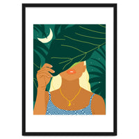 To The Moon & Never Back | Jungle Dreamer Bohemian Tropical Soul | Forest Nature Woman Illustration