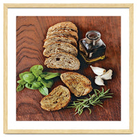 Bread, rosemary, basil and olive oil